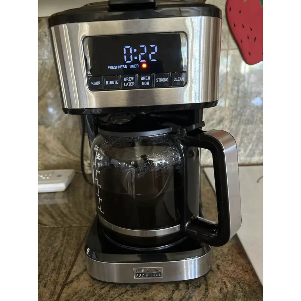 bella PRO 12-Cup Programmable Coffee Maker Stainless Steel Black LED Screen NEW